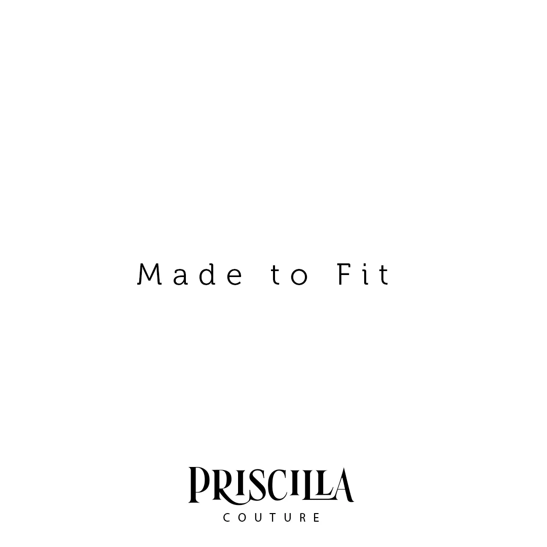 Text 'Made to Fit' above the Priscilla Couture logo on a white background.
